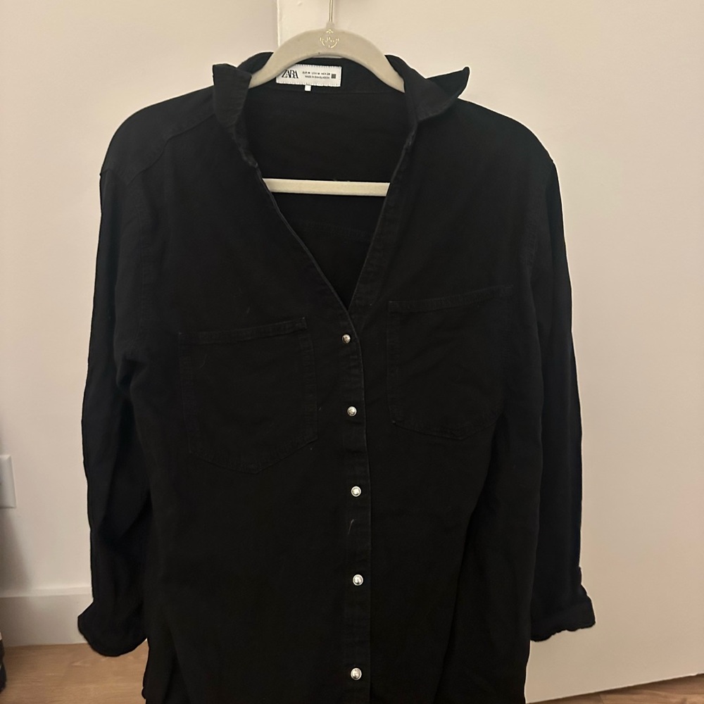 Zara silver studded button down